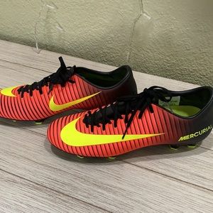 Nike Men’s Orange/Red and Yellow Soccer Mercurials
